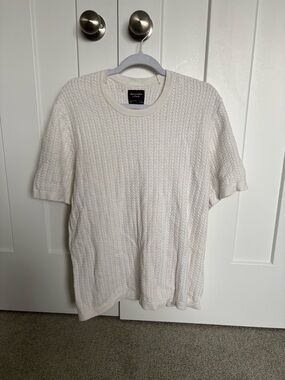 Abercrombie & Fitch Off-White Cable Knit Short Sleeve Tee